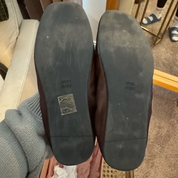 Miu Miu Rouched back Nappa Leather Brown Loafers - Picture 15 of 16